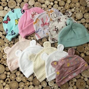Bundle of 10 Baby Beanies with Cute Patterns